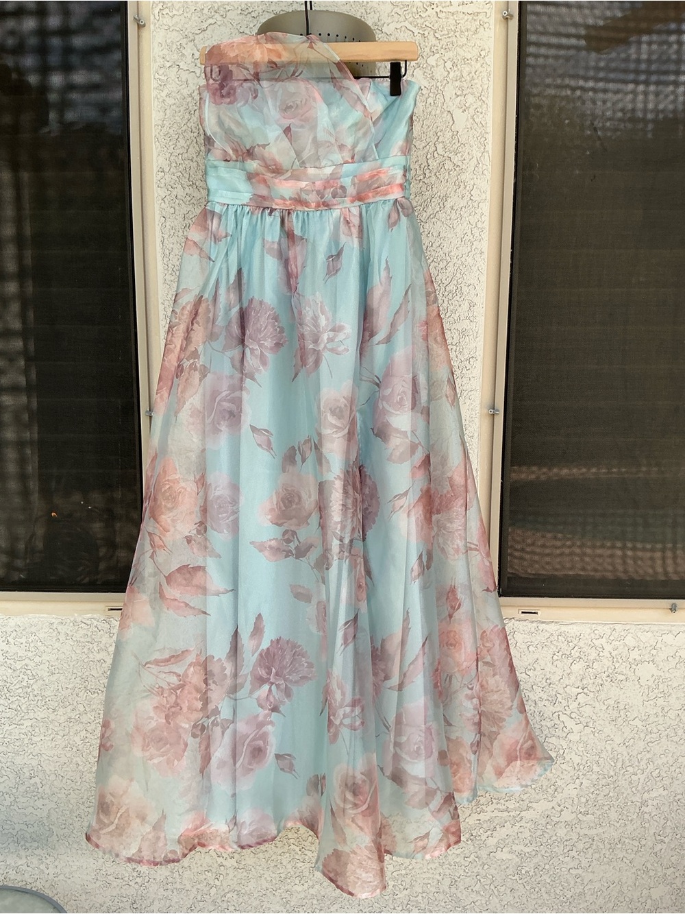 NWT Lulu’s Dramatically Lovely Blue Floral One-Shoulder Maxi Dress Medium Chic - Picture 2 of 14